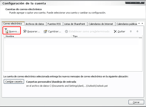 Configurar MS Outlook 2007-paso2
